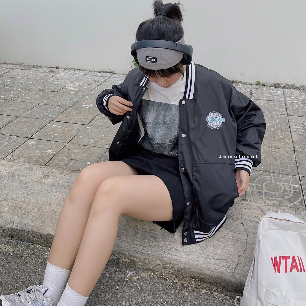 Áo Khoác Bomber DANGBO JEM CLOSET In Quả Cầu Phản Quang Phong Cách Cá Tính 10055