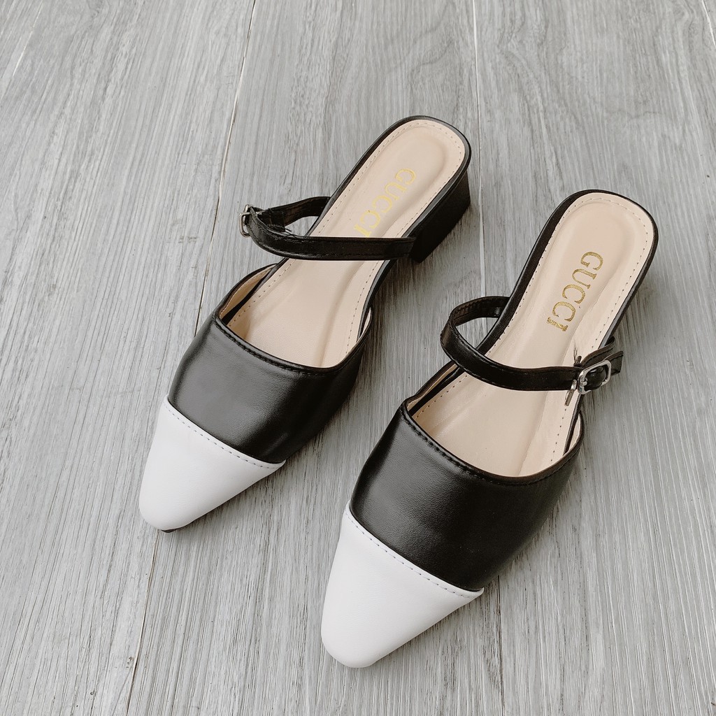 Giày sục vá phối màu đen trắng đủ size 35-39 | BigBuy360 - bigbuy360.vn