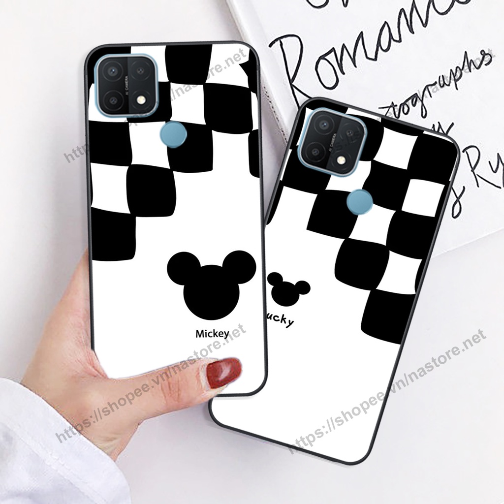 Ốp lưng Oppo A15 / A15s trái tim họa tiết caro, mikey họa tiết beabrick kaws cute