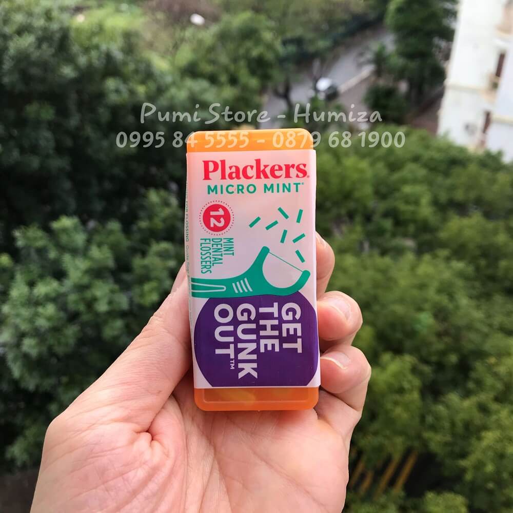 Tăm chỉ nha khoa Plackers - Back teeth -  Micro mint - Twinline - hộp du lịch nhập Mỹ