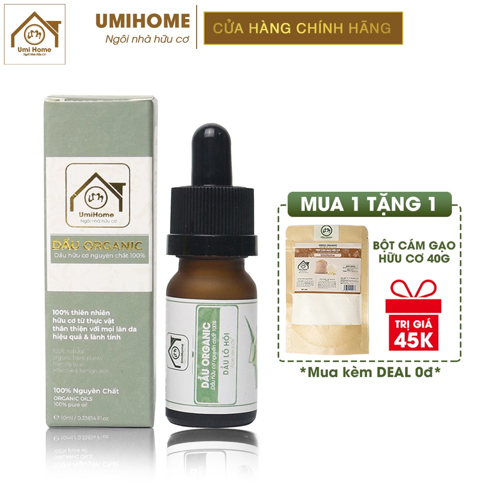 Dầu Lô Hội giúp sáng mịn, dưỡng ẩm phục hồi da UMIHOME nguyên chất | Aloe vera oil 100% Organic 10ML