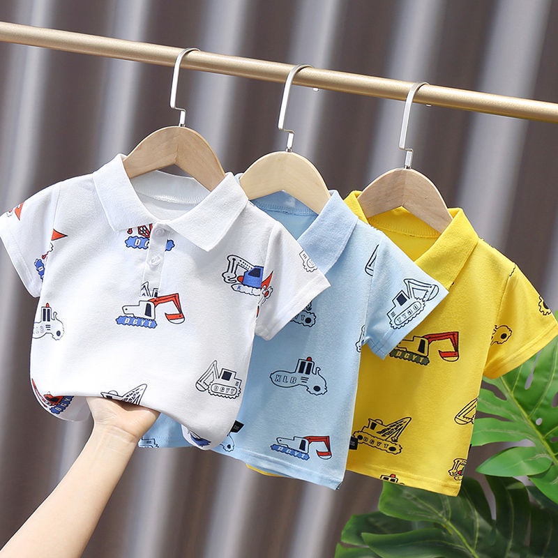 AT42⚡Size90-130 (9-27kg)⚡Áo bé trai (Áo ngắn tay cá sấu chất mát)⚡Thời trang trẻ Em hàng quảng châu
