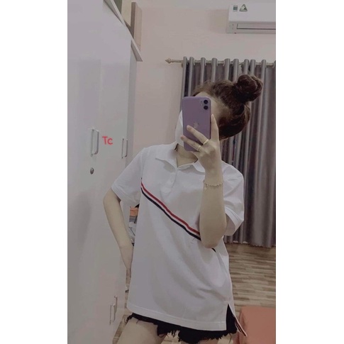 Áo polo vạch chéo đỏ TC12