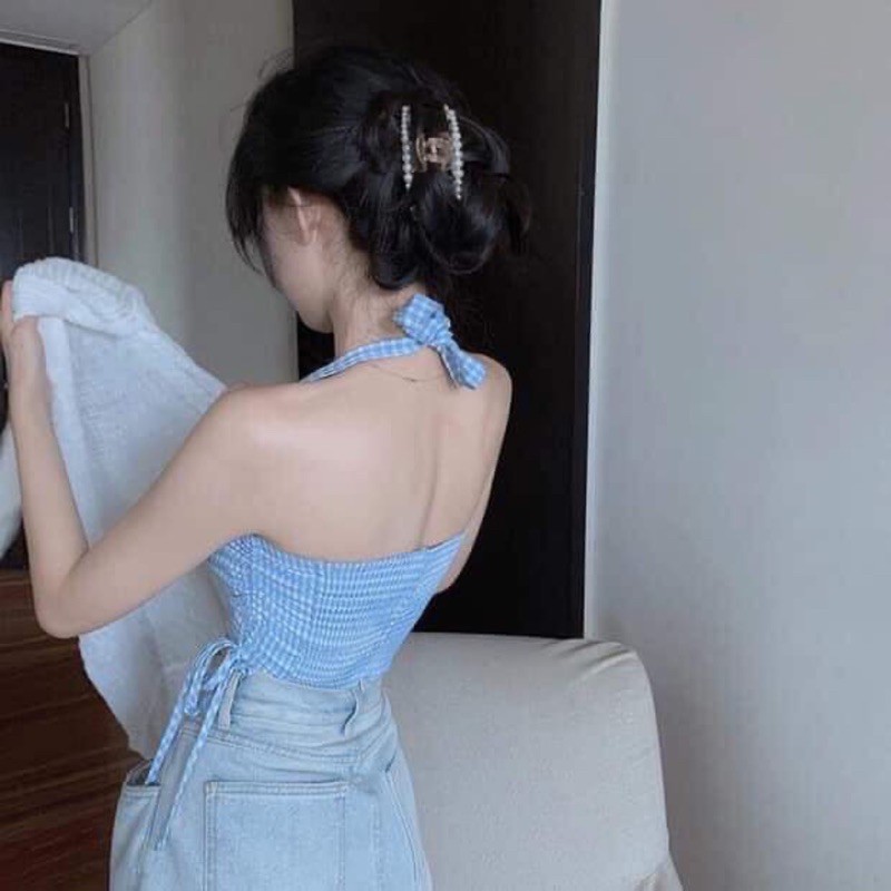 Áo yếm caro cột dây Trung Hoa siêu xinh | BigBuy360 - bigbuy360.vn