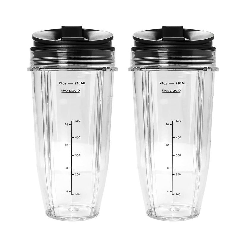 2 gói thay thế cốc 24Oz có nắp vòi cho máy xay sinh tố dòng Nutri Ninja Auto IQ với BL450 'BL454'BL456 'BL480 'BL481