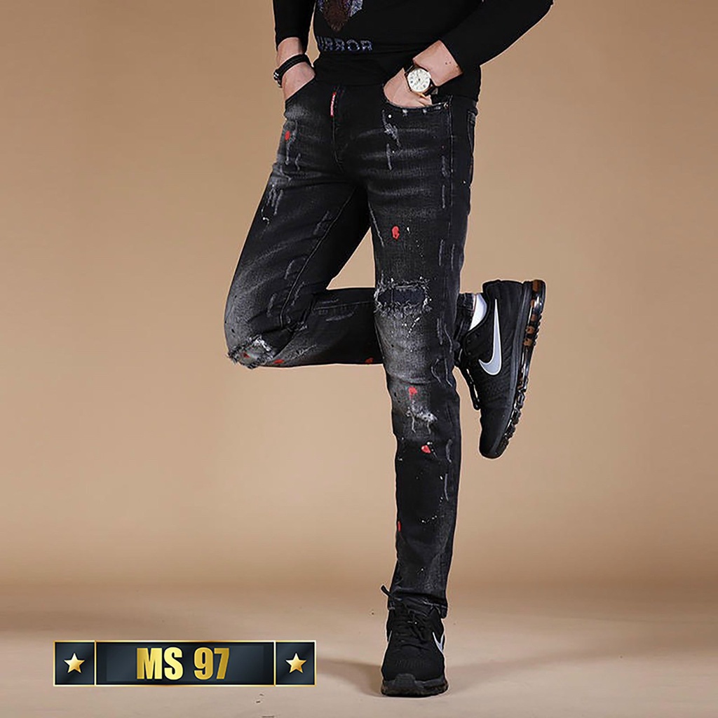 Quần jean nam đen rách cao cấp-chất bò co dãn 4 chiều-from chuẫn thời trang Lady-Hn Store88 Ms 97