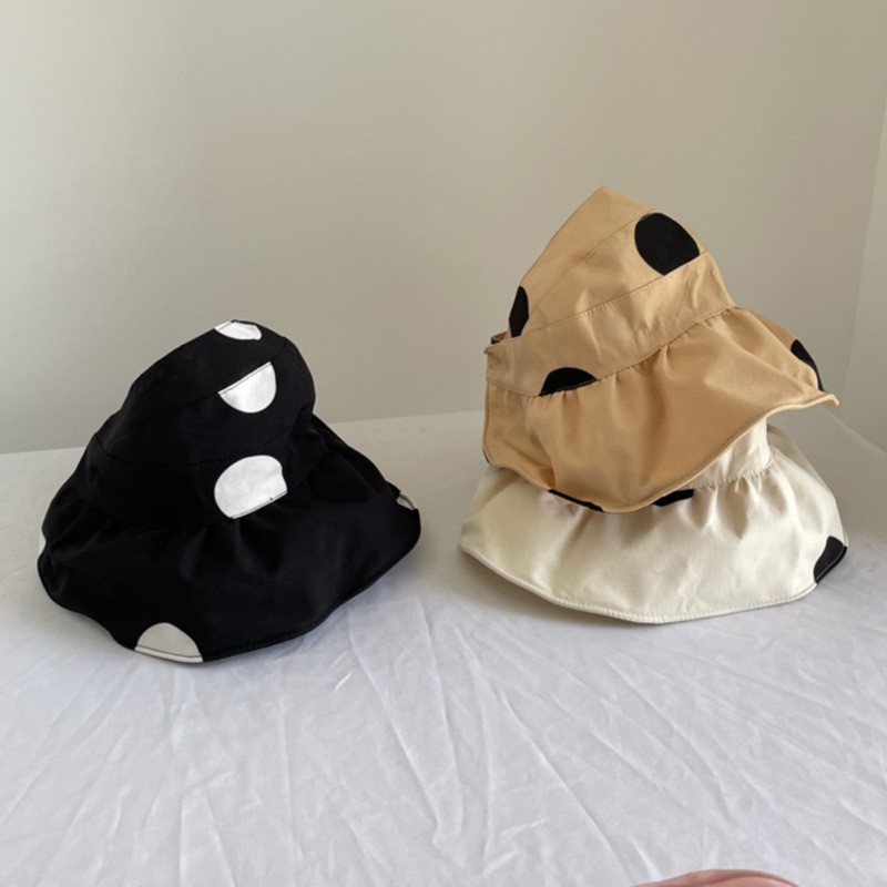 Mũ Rộng Vành Chống Nắng Họa Tiết Chấm Bi Xinh Xắn Phong Cách Hàn Quốc Cho Bé