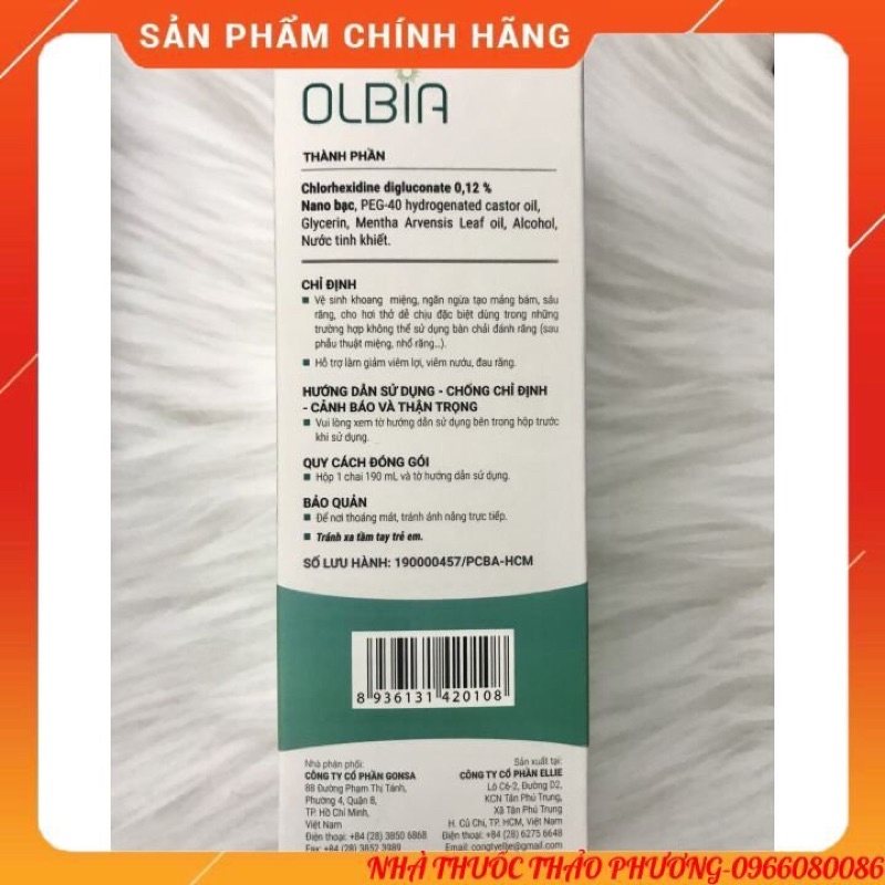 ✅Nước súc miệng OLBIA ⚡️Chlorhexidine kếthợp Nano bạc⚡️sát khuẩn bảo vệ răng miệng,lợi ,vòm họng hiệuquả đặc biệt corona