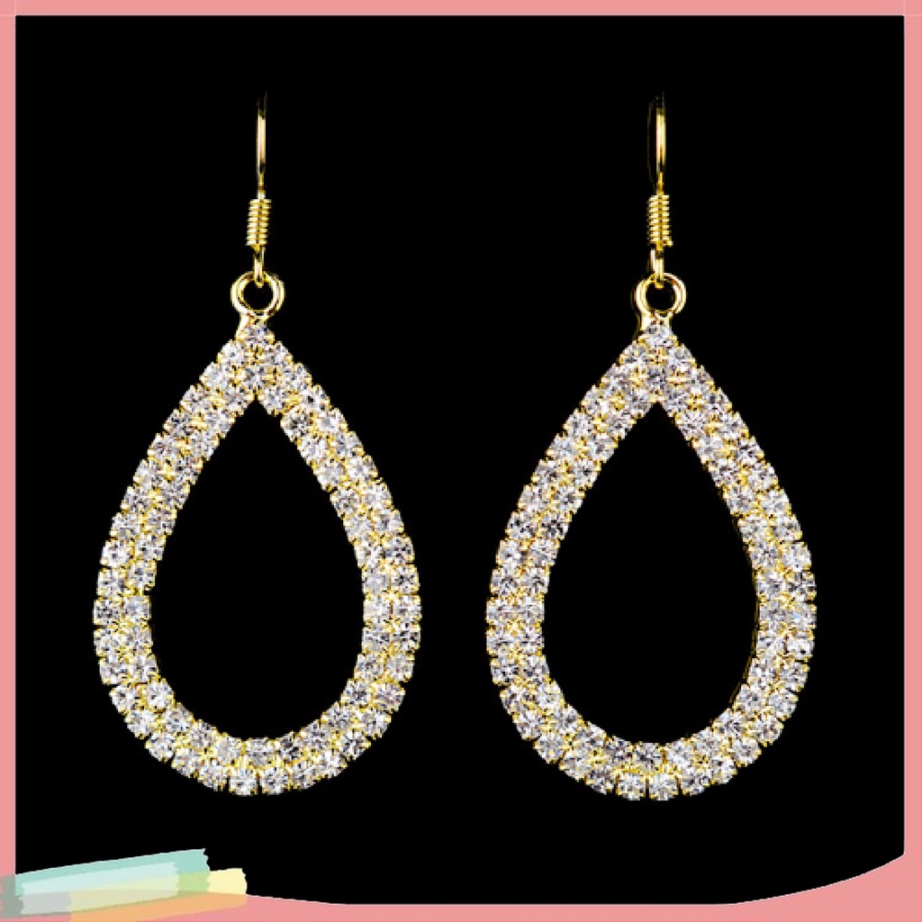 [LK] - - Bông Tai Dạng Vòng Hình Giọt Nước Tinh Tế Thoải Mái Trang Trí Lễ Hội