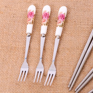 Nĩa inox cán sứ đẹp