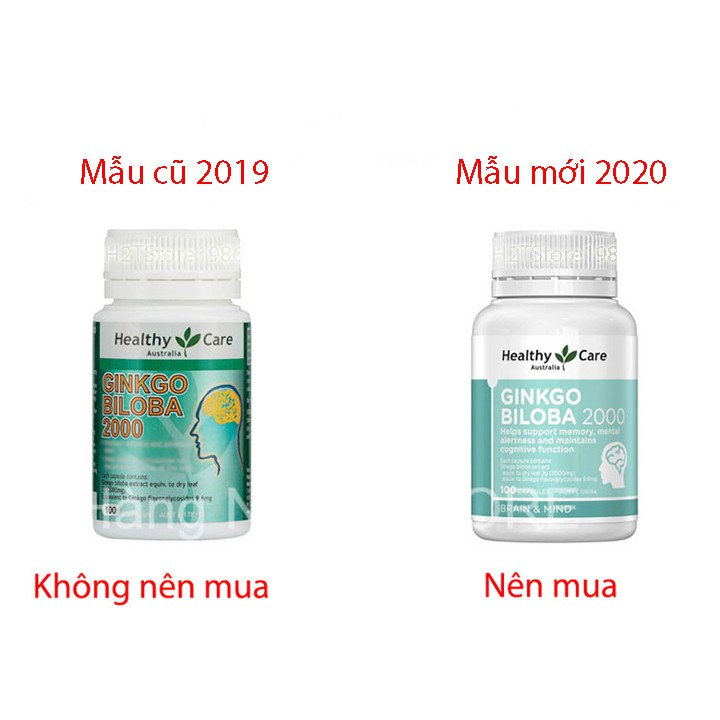 Viên uống bổ não Ginkgo Biloba Healthy Care Úc 2000 (MẪU MỚI 2020)