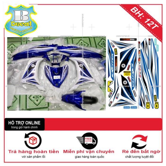 ( Quí khách vui lòng mang ra tiệm cho thợ dán ) Tem EX 2011 LỬA TRẮNG XANH [Bi Decal]