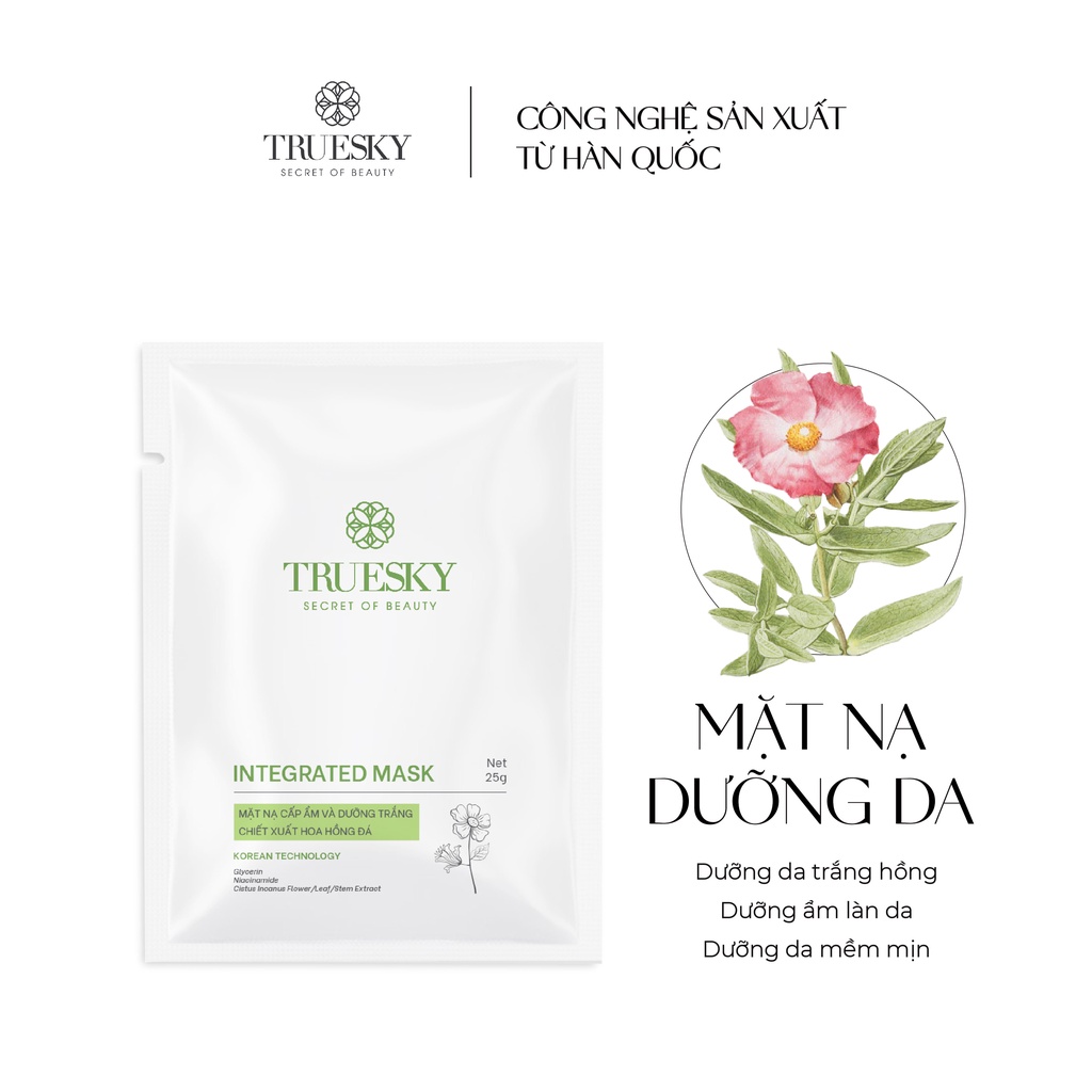 Mặt nạ dưỡng trắng da và ngăn ngừa lão hoá Truesky chiết xuất hoa hồng đá 25g - Integrated Mask