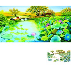TRANH ĐÍNH ĐÁ PHONG CẢNH đầm sen VS128 VS129