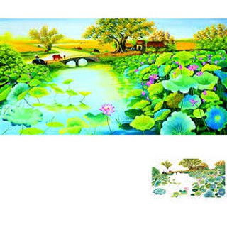 Tranh đính đá phong cảnh đầm sen vs128 vs129