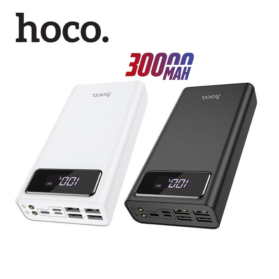 Pin sạc dự phòng Hoco J65 dung lượng khủng 30.000mAh, 4 output USB, có đèn pin chiếu sáng, màn hình LED hiện thị pin