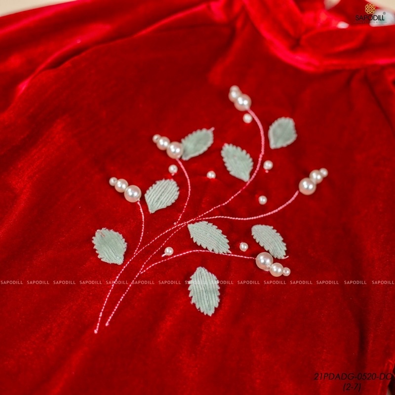 Áo dài nhung bé gái 2-7y