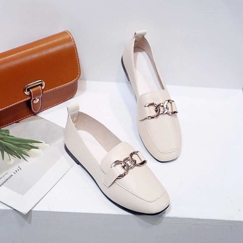 Giày lười IELGY da bóng kiểu Anh thời trang cho nữ