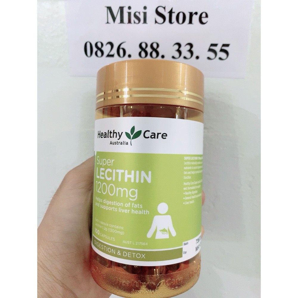 Mầm đậu nành Super Lecithin 1200mg Healthy Care, 100 viên, Úc ( tinh chất mầm đậu nành)