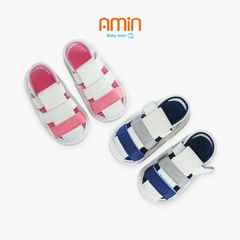 Giày sandal tập đi cho bé trai bé gái dưới 15 tháng tuổi đế mềm chống trượt bảo vệ chân
