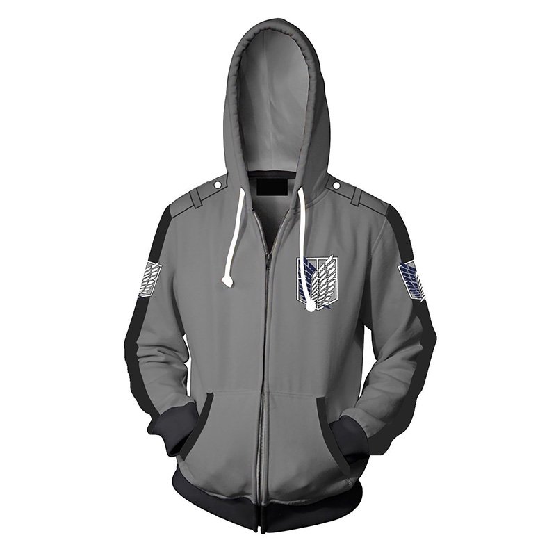 Áo khoác hoodie có khóa kéo hóa trang nhân vật Attack on Titan cho nam
