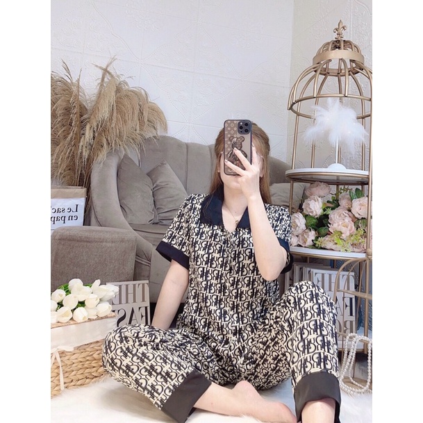 Bộ đồ lụa mango cao cấp họa tiết dior
