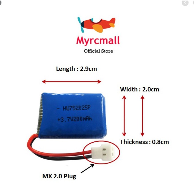 Pin sạc máy bay flycam 3.7v 200mah xả 25c có mạch bảo vệ pin