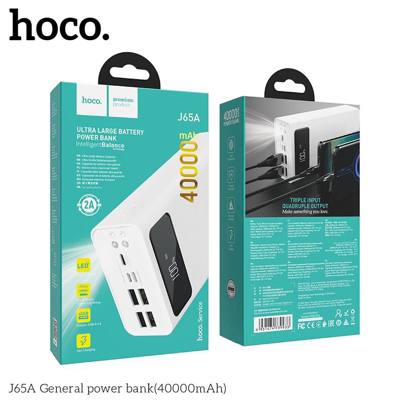 Pin sạc dự phòng Hoco J65A - Dung lượng 40.000mah - Tích hợp 4 cổng sạc cả 4 thiết bị cùng lúc