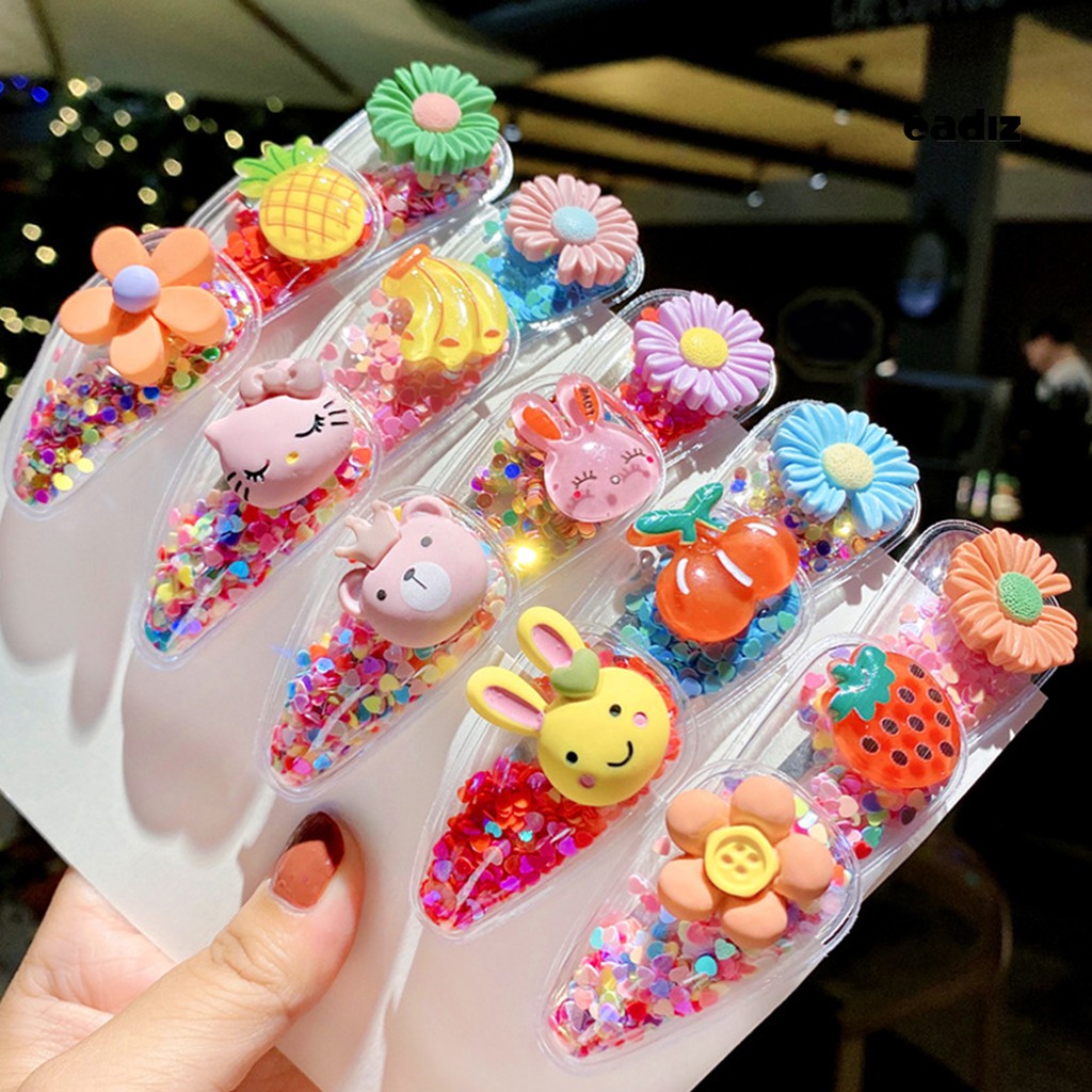 Set 5 Kẹp Tóc Hình Hoa Quả Xinh Xắn Dành Cho Bé Gái