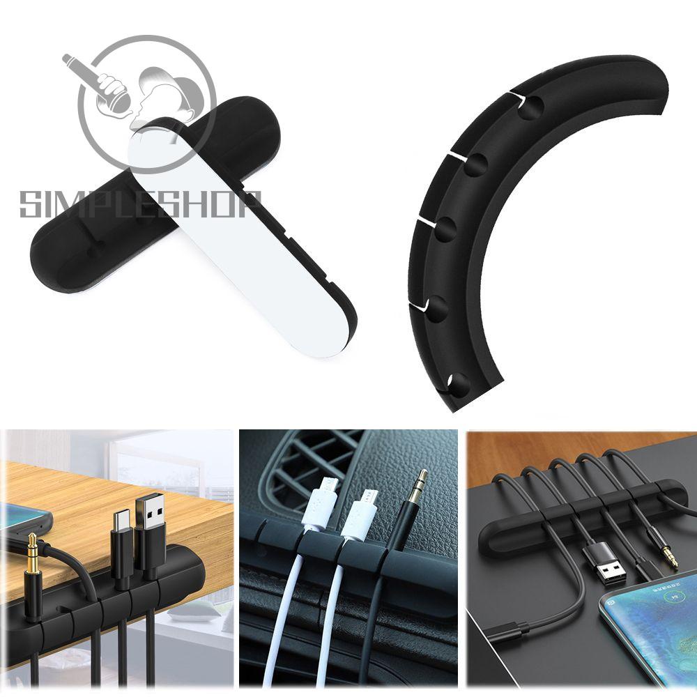 ❀Simple❀ Giá đỡ dây cáp sạc/ tai nghe bằng silicon tự dính tiện dụng