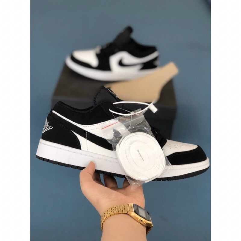 Giày jordan cổ thấp panda sieu cap, giày sneaker JD1 low đen trắng thấp cổ nam nữ cực đẹp