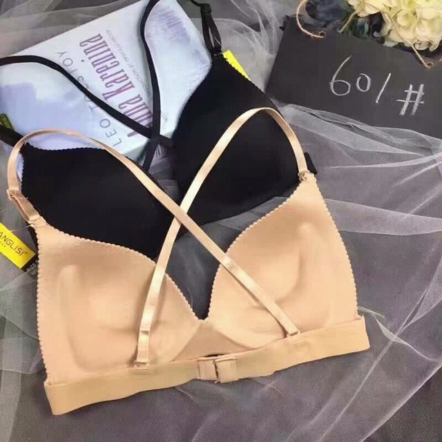 Áo ngực đan dây chéo cực xinh, Áo lót bra bralette đệm mút mỏng màu đen màu da đi biển xinh