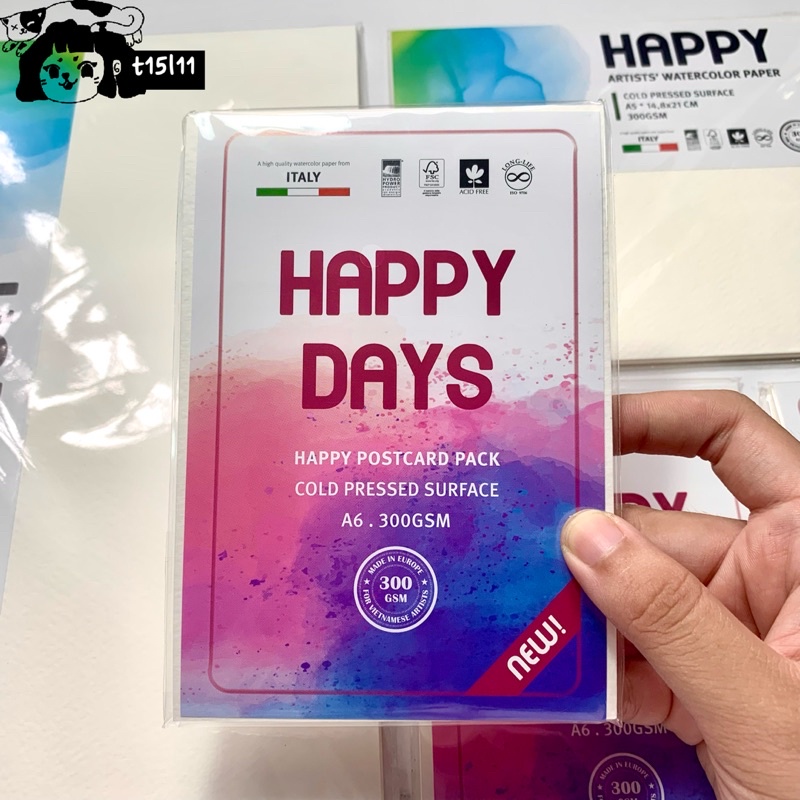 Giấy vẽ/sổ vẽ màu nước Happy Days 300gsm/tệp 10 tờ