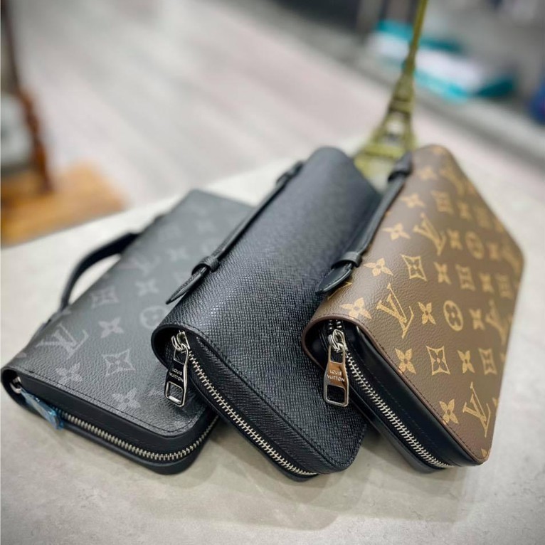👝HIGH FASHION👝 Ví nam nữ cao cấp, Ví Cluth xách tay 1 khóa LV các nmẫu Fullbox MLN NV HV