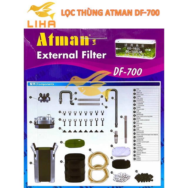 Máy Lọc Thùng Atman DF - Lọc Ngoài Cho Hồ Cá 100-300 Lít