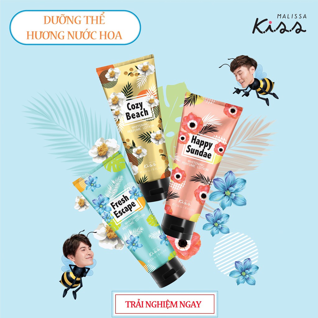 Sữa dưỡng trắng da toàn thân hương nước hoa Malissa Kiss 226g - Sunshine Series