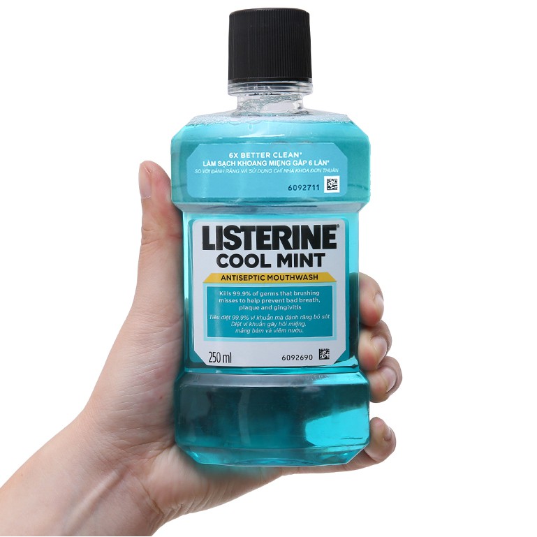 LISTERINE COOL MINT [Chai 250ml] - Nước súc miệng listerin diệt khuẩn, giữ hơi thở thơm mát