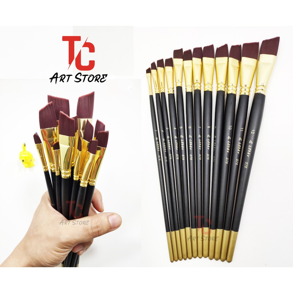 [TC Art Store] Cọ Đầu Xéo Lohev S78 bán lẻ theo size