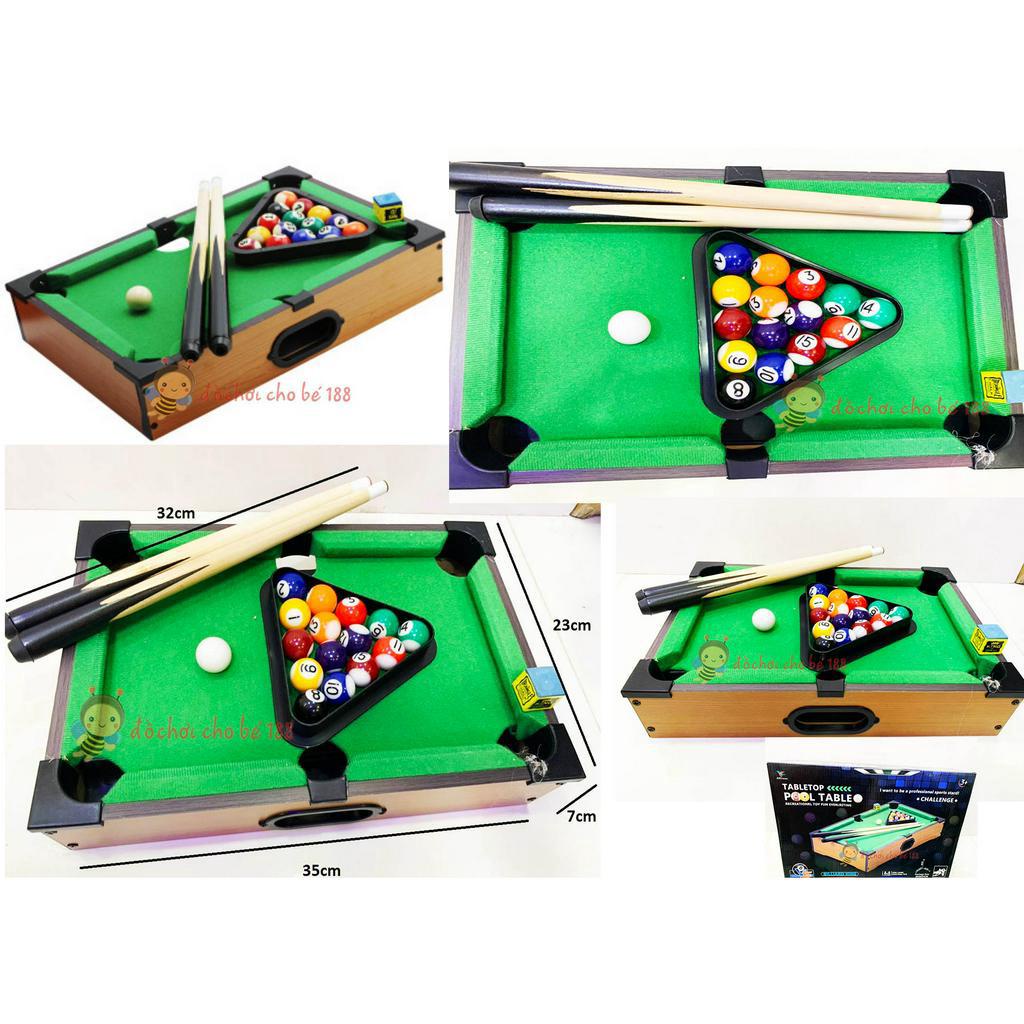 Bàn Bi A mini cho trẻ em size 51x31x10 bằng gỗ cực đẹp, bàn bida nhựa, vỉ bi da cho bé