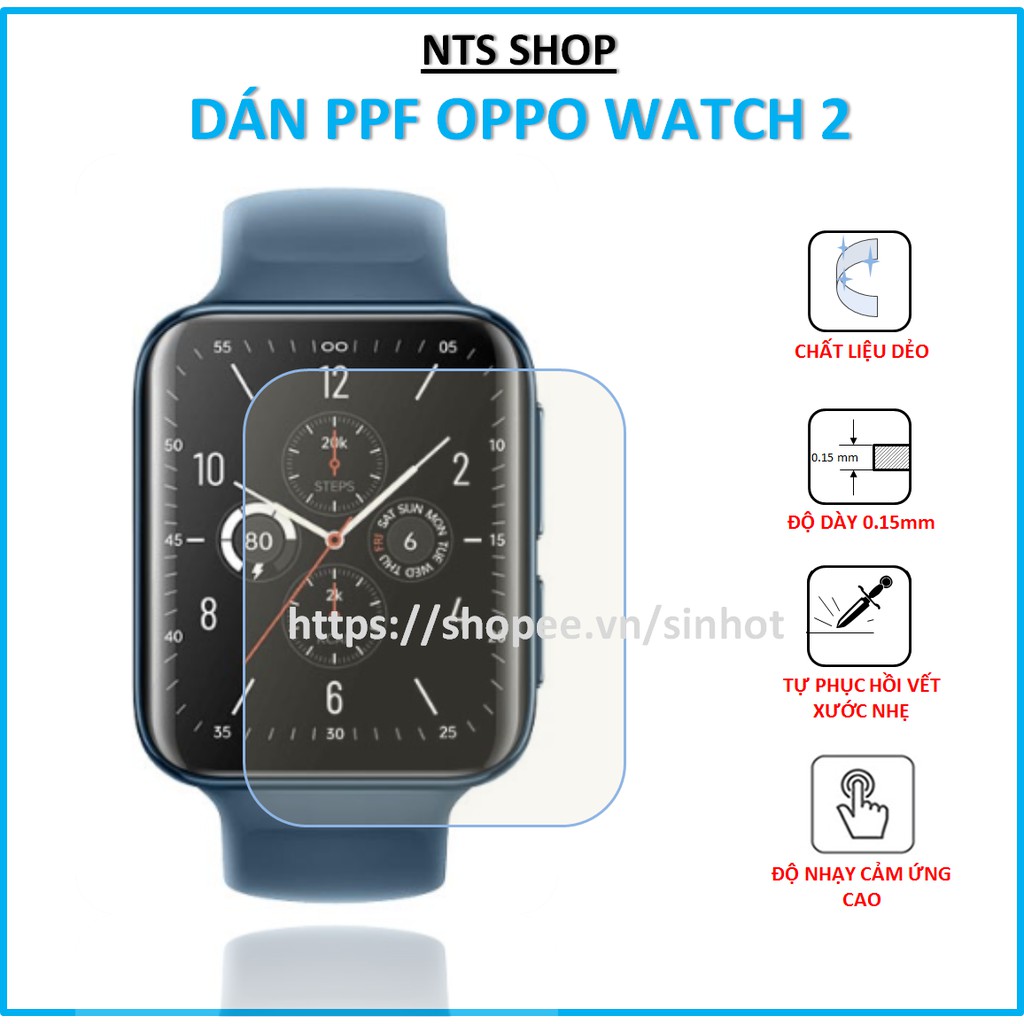 Bộ 2 tấm dán PPF chống xước màn hình Oppo Watch 2