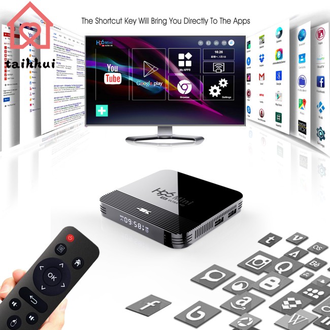 Bộ Tv Box Rockchip Rk3228A H2.4G / 16g 4k Hd Android 9.0 Google Play Và Phụ Kiện