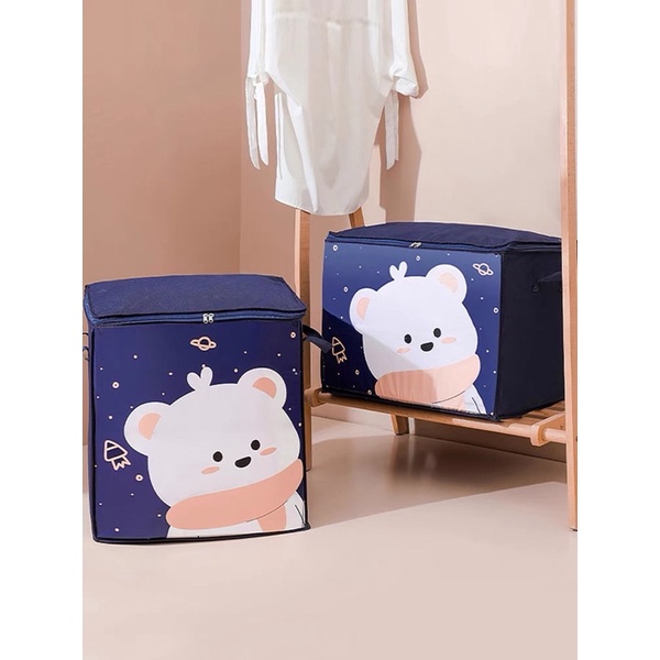 Túi Vải Đựng Quần Áo Chống Thấm, Chống Ẩm Siêu Lớn Hình Cực Dễ Thương Có Thể Gấp Gọn 100L