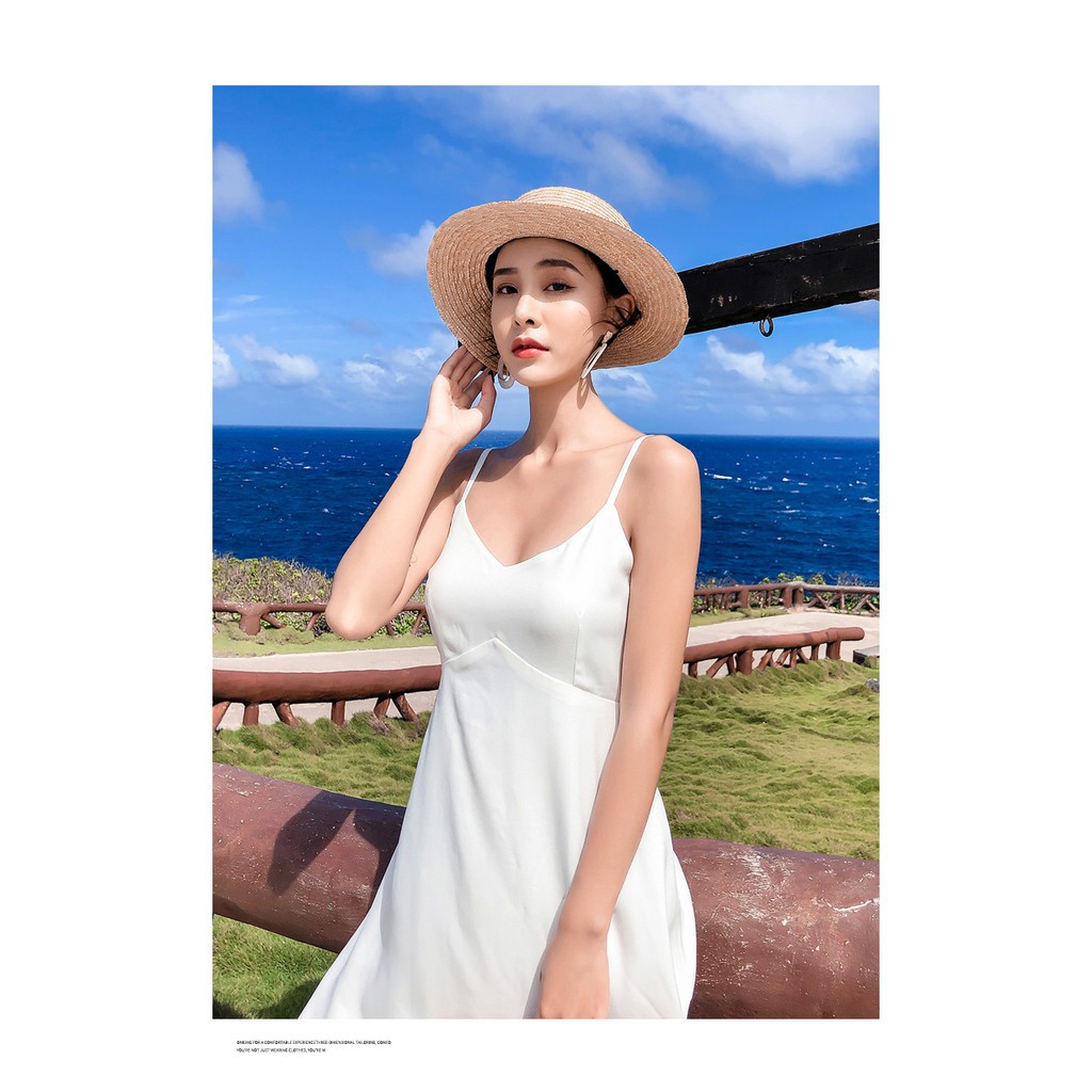 [ẢNH THẬT] Váy đầm maxi trắng 2 dây hở lưng kết nút mang đi biển chụp ảnh cưới siêu xinh  ྇