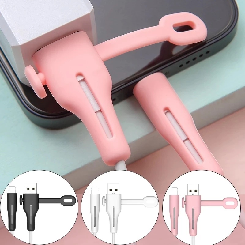 Phụ kiện bảo vệ dây cáp sạc điện thoại dây cáp tai nghe 2 trong 1 giữ gọn gàng bằng silicone tiện lợi