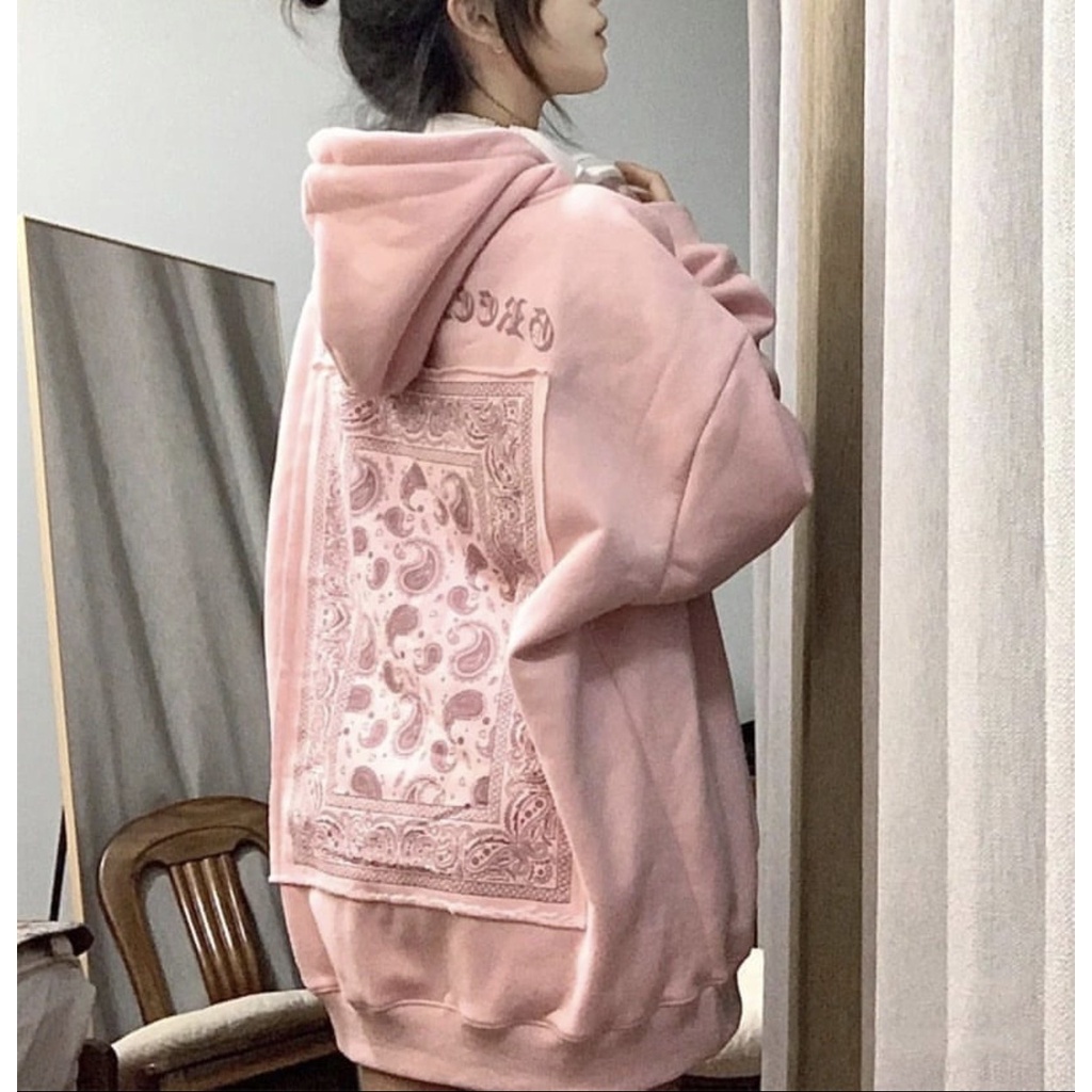 Áo Hoodie Hồng BandanaNữ [FREESHIP] 🌸 Sweater thổ cẩm form rộng tay bồng, kiểu dáng vintage cá tính Ulzzang 🌸 | BigBuy360 - bigbuy360.vn