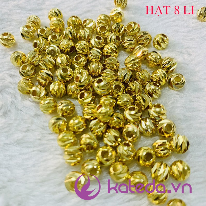 Combo 40 viên Bi khía / bi cắt cạnh phụ kiện mix vòng hợp kim mạ vàng chống rỉ 8li (TTVDV25 ,TTVDV61 )