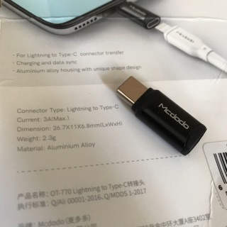 Đầu nối chuyển cổng lightning sang typeC MCDODO