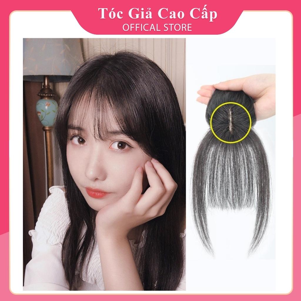 Tóc mái giả 3d nữ đẹp, tóc thật 100%, uốn duỗi nhuộm được, loại có rãnh da đầu.