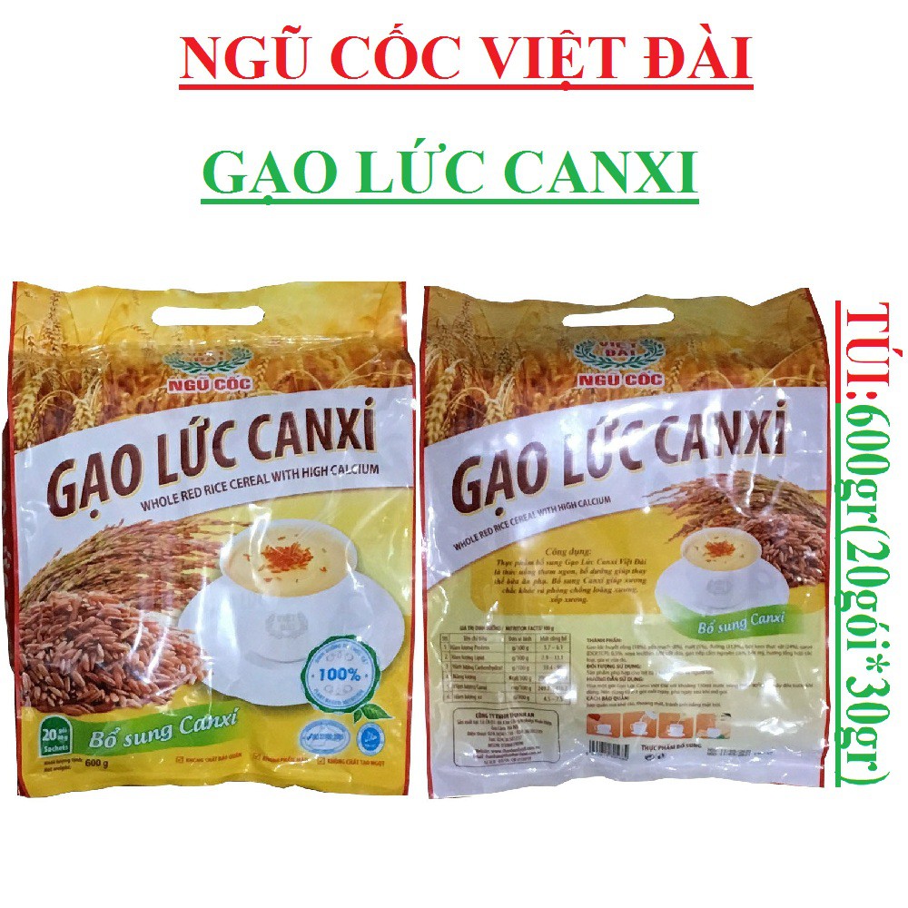 Ngũ cốc ăn kiêng, gạo lức canxi, sữa bắp canxi, dinh dưỡng, methi, sen dừa Việt đài túi (450-600)gr