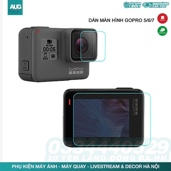Dán cường lực gopro 5-6-7 trước sau - độ cứng 9H - AUG Camera Gopro